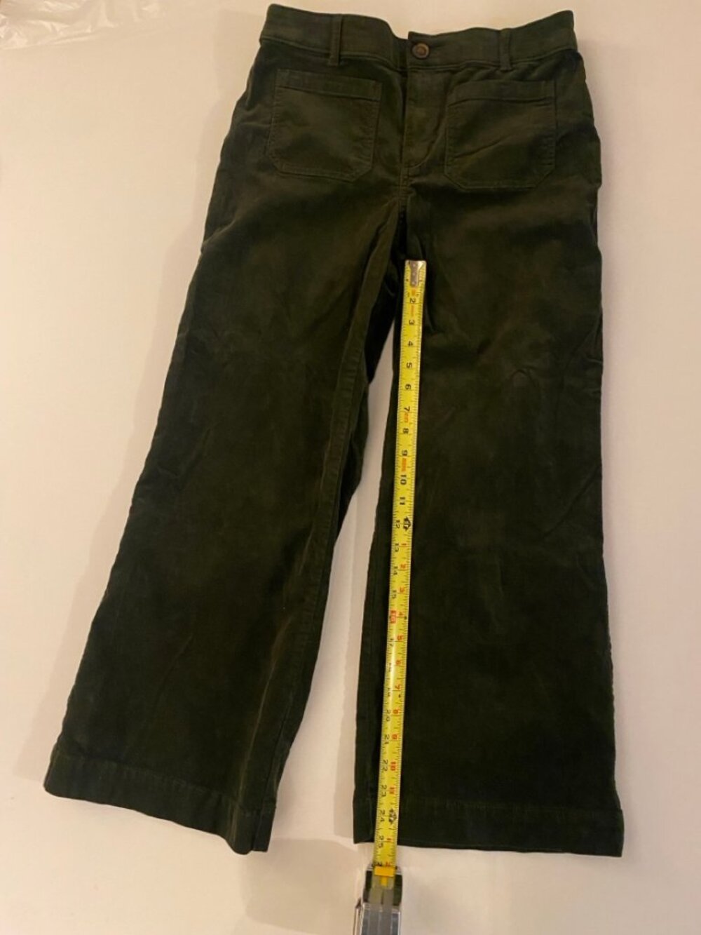 LOFT Palmer Wide Leg Corduroy Pants Curvy 8P Petite Charcoal Moss Thin Wale